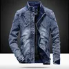 New Vintage Mens Denim Jacket Solid Casual Mens Jeans Coat Fashion Stand Ropa para hombres Black Blue Bomber Jacket Men Stand LJ201013