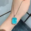 Shipei Luxury 925 Sterling Silver Emerald Paraiba Tourmaline Ädelsten Bröllop Förlovning Fina Smycken Hängsmycke Halsband Partihandel Q0531