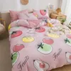 5 Storlek Green Leaf Bedding Duvet Koreanska ark + Duvet + Pillowcase Pink Cover Bed Linneuppsättning 201022