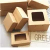 10pcs carré kraft boîte avec fenêtre papier cadeau emballage pour mariage maison fête muffin emballage noël jllnkh