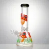 Bong in vetro Straight Perc Mushroom Pattern Oil Dab Rigs Glow in The Dark Beaker Bong 18mm Female Joint Narghilè con ciotola Tubi d'acqua downstem diffusi