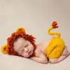 Bébé Crochet Pographie Props Shoot Nouveau-Né Po Cool Garçon Costumes Bébé Bonnets Et Pantalons Vêtements Ensemble Doux lion Nouveau-Né Y20102958194