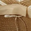 ジェムビーの新しい麦わら帽子紙織り広い縁の太陽帽子レディトレンディリボンボウビーチハット夏の屋外日陰帽子Y200602