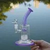 Heady Glass Bongs Bent Neck Mouthpiece14mm Female Joint Barrel Percolators Oil Dab Rigs With Bowl Water Pipes Fast Shipping