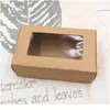 10pcs carré kraft boîte avec fenêtre papier cadeau emballage pour mariage maison fête muffin emballage noël jllnkh