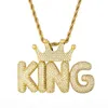 Hip Hop Iced Out Crown Bubble Lettres Custom Name Custom Zircon Chain Pendants Colliers pour hommes bijoux6379641