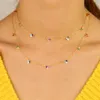 Real 925 Sterling Silver Colorowe CZ Naszyjniki Mini Okrągły CZ Charm Drop Chokers Dla Kobiet Moda Biżuteria Dzień Matki Q0531