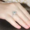 Transgems 3 قيراط مختبر نما الماس خاتم الزفاف مختبر لهجات الماس الصلبة 14K الذهب الأبيض Engagemennt هالو خاتم y200620