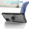 Transparent Metal Ring Kickstand Fodral för iPhone 11 12 Pro Max Plus XR XS Samsung S20 Not 20 A20 A40 A70