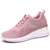 Pink women's 2022 spring and autumn new shoe women inner heightening thick-soled foreign trade shoes breathable mesh