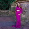 Ciążowa fotografia rekwizyty sukienki bawełniana z długim rękawem suknia ciążowa Suknia Syrenka Styl Baby Shower Crzemienność Kobiety Ubrania LJ201114