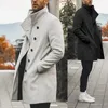 High Quality Trench Coat Men Winter Classic Slim Long Coat Men Autumn Men's Trench Solid Long Windbreaker Vintage Blends Coats 201207