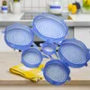 6PCS Silicone estiramento tampas reutilizáveis ​​Airtight Armazenamento de Alimentos Covers durável para manter os alimentos frescos Seguro na máquina de lavar louça