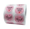 500pcs Roll 1inch Thank You Handmade Heart Paper Stickers Wedding Birthday Party Gifts Box Label Decor