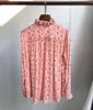 Women Peach Pink Bud Neck Shirt with Nice Buttons T200321