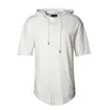 Fashion-New male designer solid color short-sleeved hoodie loose hip-hop arc hem side zipper casual T-shirt men