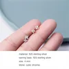 925 Sterling Silver CZ Stone Paled Tiny Flower Girl Stud Earring For Silver Gold Mini Stud Earring Wedding Present LBD6683936