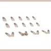 Goud Franse nep-nagels met lijmpers op 3D-boog fingennagels lange kist acryl kunstmatige nagel tips 24 stks