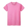 Yeni Yuvarlak Boyun Katı Renk T-shirt Yaz Pamuk Dibe Gömlek Kısa Kollu Erkek ve Bayan Yarım Kollu RTJOio