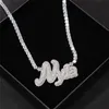 Unik Mode Custome Namn Brev Halsband Guldpläterad Bling Icy CZ Letter Pendant Halsband med 4mm 20inch CZ Tennis Chain för män Kvinnor