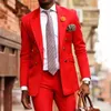 Abiti da ballo casual rosso per uomo con doppio petto a 2 pezzi africano fidanzato smoking smoking pantaloni da giacca design di moda y201026