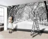 Fond d'écran 3D Papier peint Argent Winter Snow 3D Papier peint romantique Paysage décoratif de la soie 3D Mural Fond d'écran