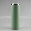 Ny 20oz pulverbelagd Skinny Tumbler 20 Färger Alternativ Slim Double Walled Rostfritt stål Tumbler Kaffe Drinking Bottle Matte1820927