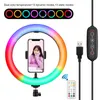 10 Inch Rgb Video Light 7Colors Rgb Ring Lamp For Phone With Remote Camera Studio Large Light Led 48" Stand 160Cm For Youtuber1