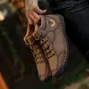 Zimowe ręcznie robione skórzane kostki Pluszowe ciepłe śnieżne buty na zewnątrz zimne zabezpieczenie męskie Sneakers 201204