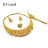 Dubai Fashion Gold Color Juntos de joyería Africana Regalos de boda nupciales Partido para fomentos Pendientes de collar de cuello Joya de anillo 201222