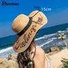 Summer Wide Big Brim Straw Hats Letter Sun Hats for Women UV Ochrona Ochrona Panama plaż