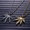 Rostfritt stål trendig kvinnlig manlig koreansk tröja kedja hängsmycke smycken guld silver lönn blad halsband hänger
