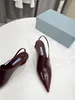 Autumn and winter Paris Sandals wear-resistant sho es pointed back trip buckle shoes women's 6.5cm thin high heels luxury real leather women sandals 35-41