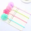 Gel Pens 12Pcs/pack Novelty Fun Fluffy Ball Pendant Black Blue Ink Kawai Stationery School Office Pencil Case Bag Christmas Gift