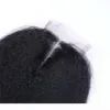 Crépus droite dentelle fermeture noeuds blanchis brésilien crépus droite cheveux humains fermeture milieu 3 partie 100 cheveux humains 3070032