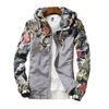 Kvinnors Hooded Jackor Vår Höst Floral Causal Windbreaker Kvinnor Basic Coats Zipper Lightweight Fommale 211223