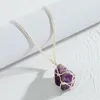 Vintage Multicolor Natural Stone Irregularity Pendant Necklace for Women Trendy Heart Rhinestone Quartz Choker Necklace Jewelry