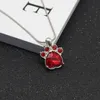 Söt Rose Gold Bear Paw Dog Cat smycken bröllop rosa kärlek fotavtryck crysatal hänge halsband
