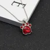 Mignon Or Rose Ours Patte Chien Chat Bijoux Mariage Rose Amour Empreinte Crysatal Pendentif Collier