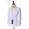 High Quality One Button White Paisley Groom Tuxedos Shawl Lapel Groomsmen Mens Suits Blazers (Jacket+Pants+Tie) W:715 201123