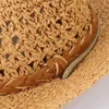 Gemvie Cowboy Hat Hat Hats Summer for Men Paper Straw Straw Woven Wide Brim Hollow Out Straw Hat Wind Lanyard Usisex Beach Sun Hat Y200602