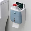 Väggmontering toalettpappershållare rullar av pappershållare rack badrum vävnadslåda vattentätt toalettpapper lagringslåda badrumsarrangör T200425