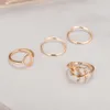 Anillos de nudillos Midi 4 unids/set anillos Punk de nudillos únicos para mujeres conjuntos de anillos de boda de compromiso de dedo