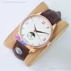 Tanie nowe 42mm Zegarek Mężczyzna Automatyczna Rose Gold Case Złoty Ręki Księżyc Faza Czarna Dial Czarny Skórzany Pasek Wysokiej Jakości TimeZonewatch E181A2