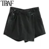 TRAF Femmes Chic Mode Asymétrique Wrap Style Denim Shorts Jupes Vintage Zipper Fly Poches Femme Jupe Pantalones LJ200815