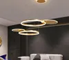 Moderne LED-ring kroonluchter verlichting met afgelegen goud dimbaar plafond hanglamp met acryl tinten voor slaapkamer woonkamer