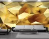 Personalizado Golden Geometric 3D Wallpaper Europeu Luxo Polígono Wall Papers Sala de estar TV de fundo Home Improvement Mural Mural Papéis de Parede