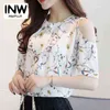 Summer Style 2017 Floral Shirt voor Womens Elegante Open Schouder Blouses Chiffon Print Blusas Dames Ete Plus Size Vrouwelijke Tops H1230