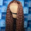 Water Wave Laces Front Human Hair Wigs Brazilian Brown Color Lace Frontal Wig With Baby Hairs HD Transparent Wet And Wavy Wigs