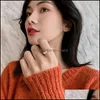 Band Rings Jewelry Baroque Natural Pearl Metal Hollow Rose For Woman 2021 Fashion Korean Finger Party Elegant Girls Unusual Ring Drop Delive